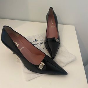 Prada Black Leather Heels